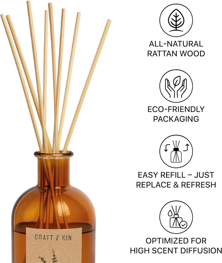 Craft & Kin Reed Diffuser Sticks – 3 Pack of 8 Natural Rattan Sticks per Pouch