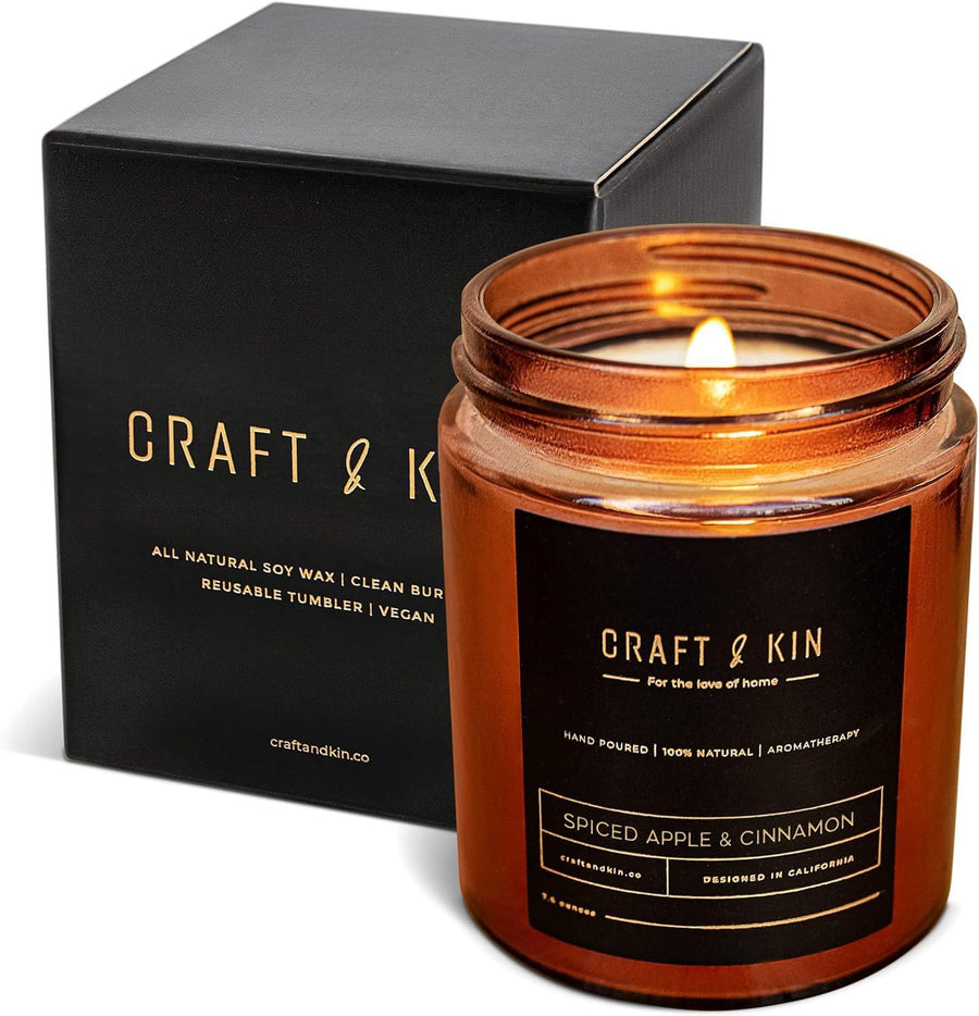 Spiced Apple & Cinnamon Candle in Amber Jar