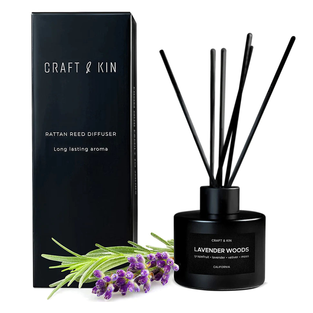 Lavender & Wood Black Matte Reed Diffuser