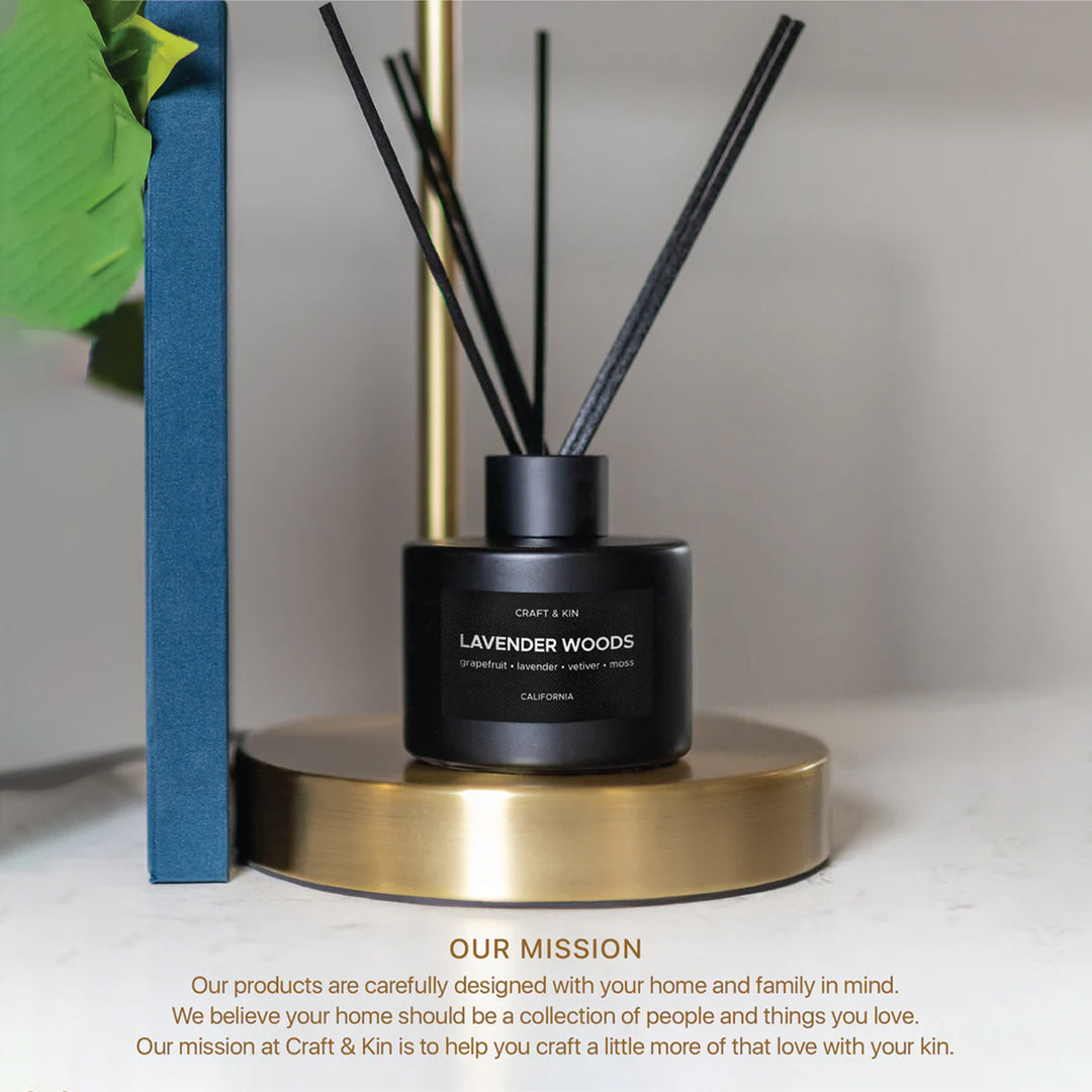 Lavender & Wood Black Matte Reed Diffuser