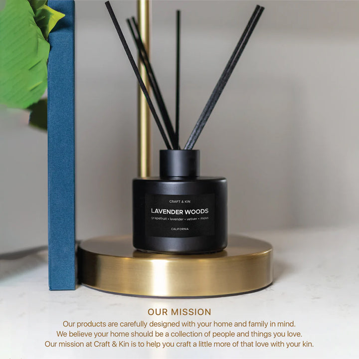 Lavender & Wood Black Matte Reed Diffuser