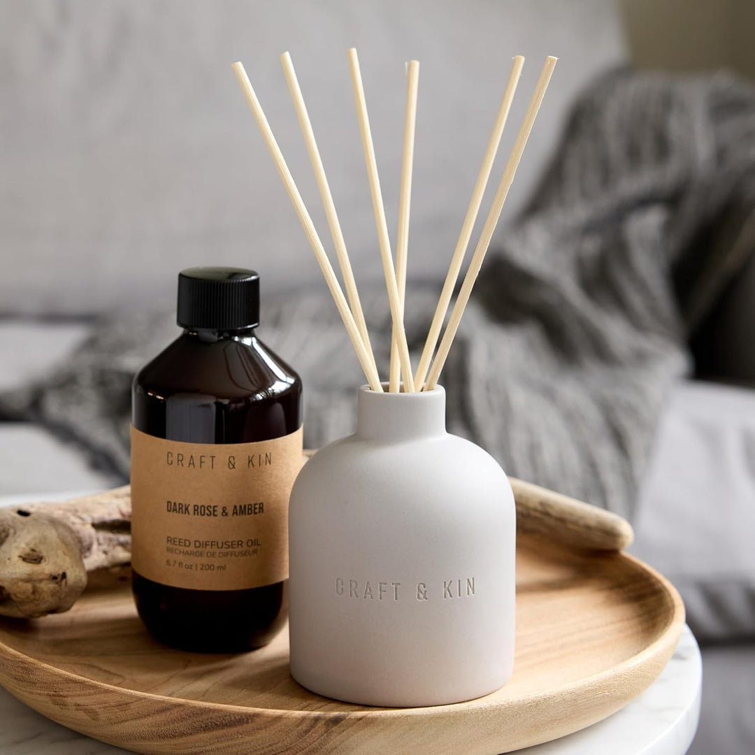 Earthenware Reed Diffuser - Dark Rose & Amber