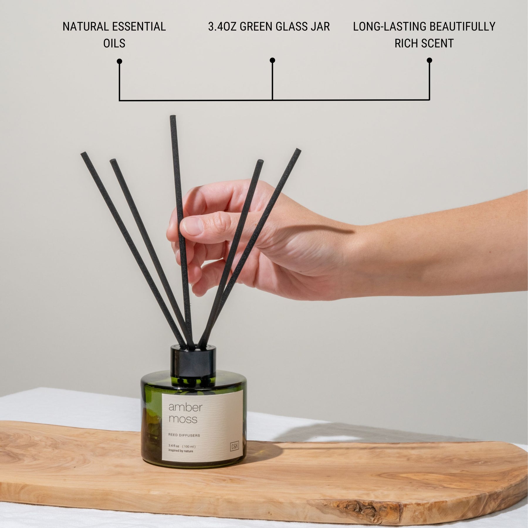 Green Diffusers Amber Moss Green Glass Reed Diffuser | Craft & Kin