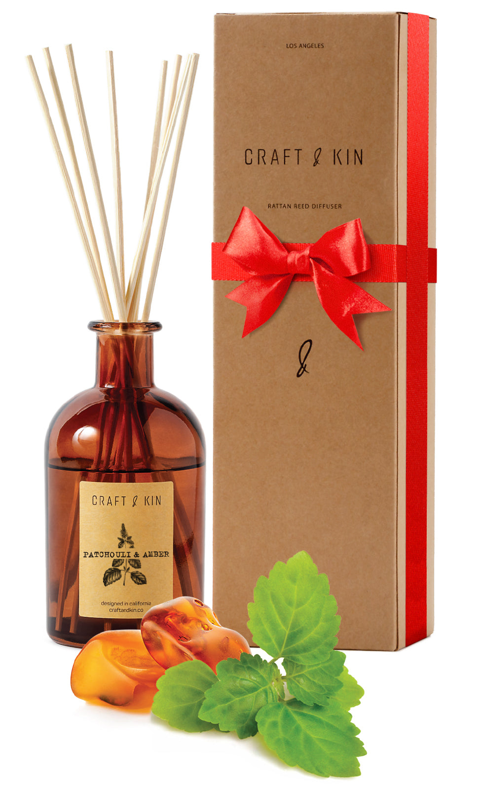 Amber Glass Reed Diffuser Set