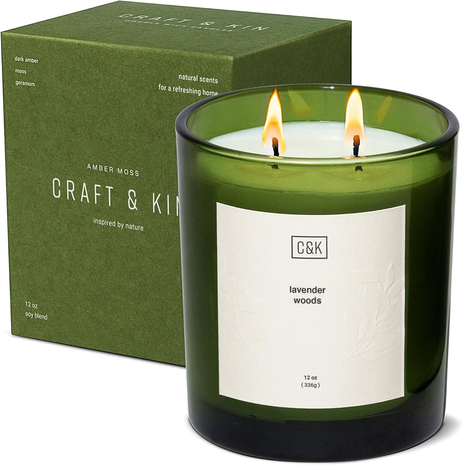 Kin Candle Lavender Woods Premium Green Scented Candle | Craft & Kin