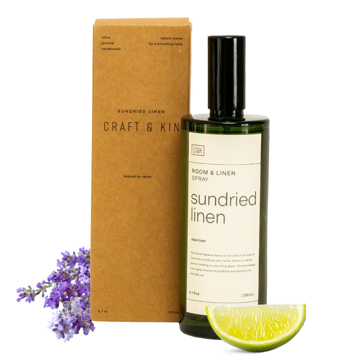 Sundried_Linen_Room_Spray with Craft and Kin Packaging