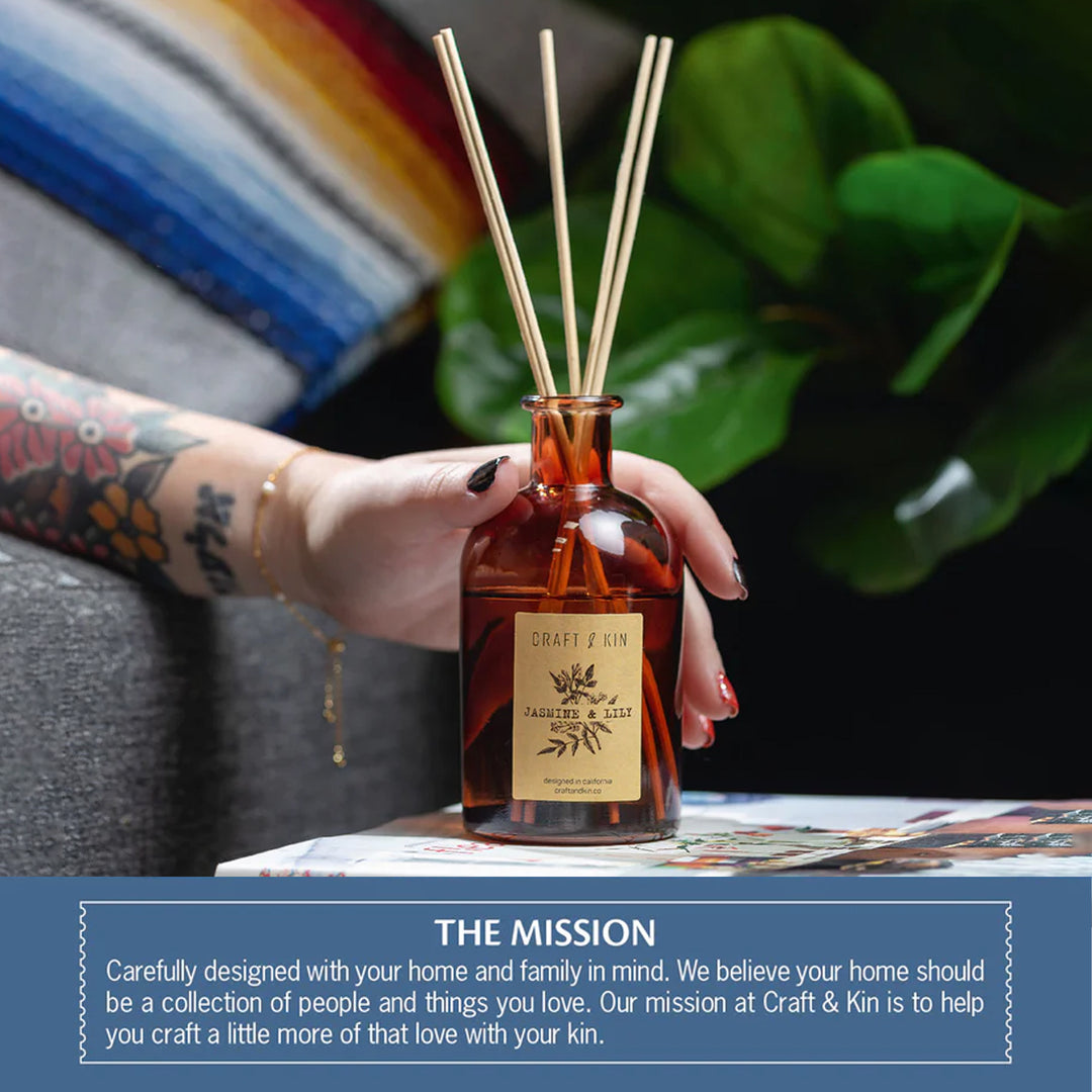Jasmine & Lily Amber Glass Reed Diffuser Set