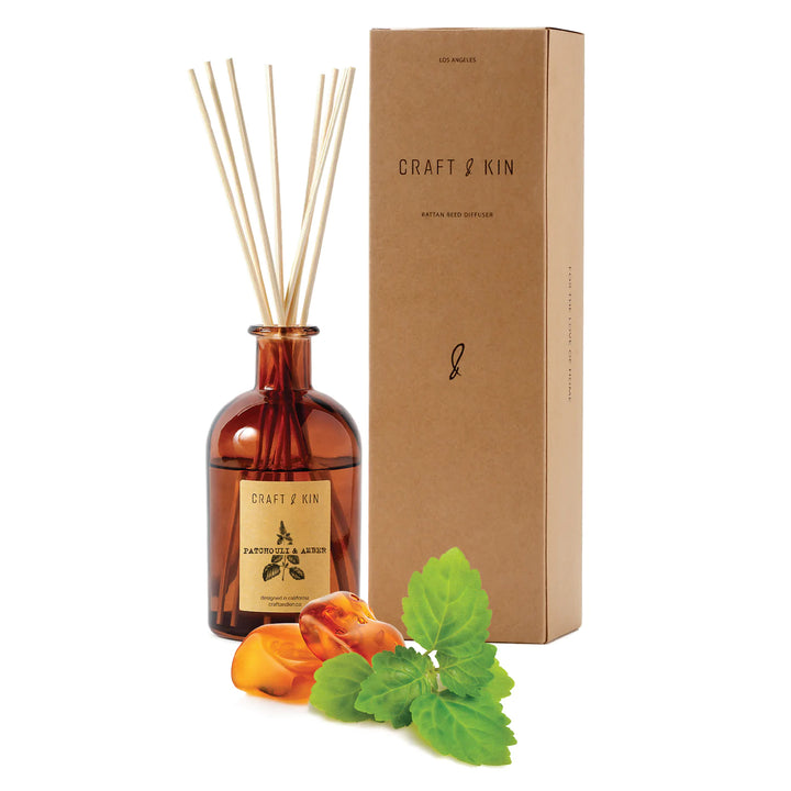 Amber Glass Reed Diffuser Set